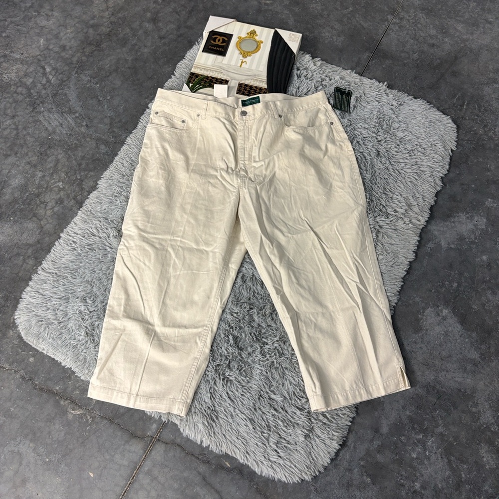 NWT Lauren Ralph Lauren Hyannis Highlight Women's Cream Sand Dune Capris 20W - Picture 11 of 16